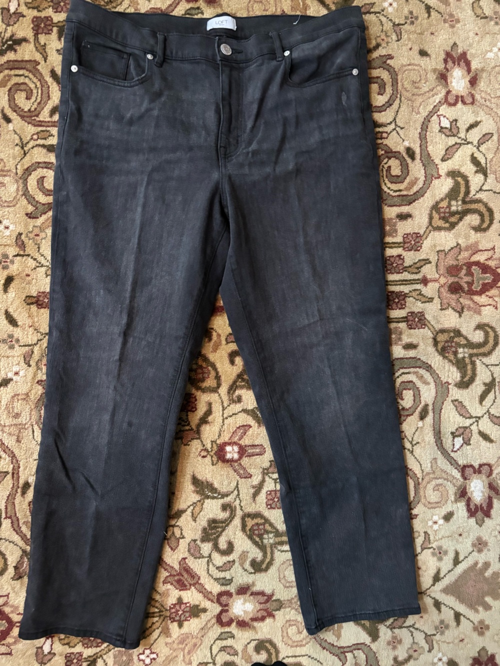 LOFT Black Faded Straight Leg Jeans